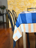 Mantel rayas azul / naranja rayas