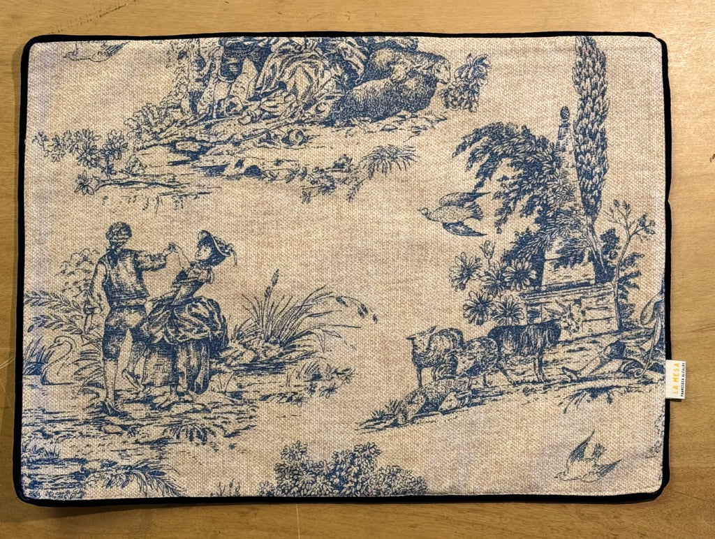 Pack de 6 individuales reversibles Toile / cuadros azul