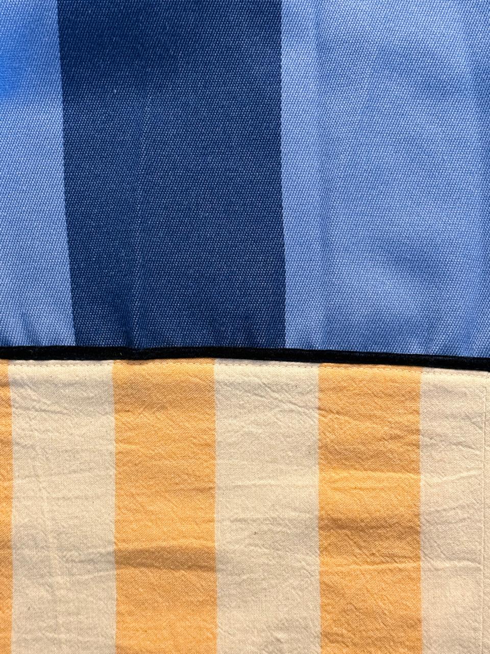Mantel rayas azul / naranja rayas