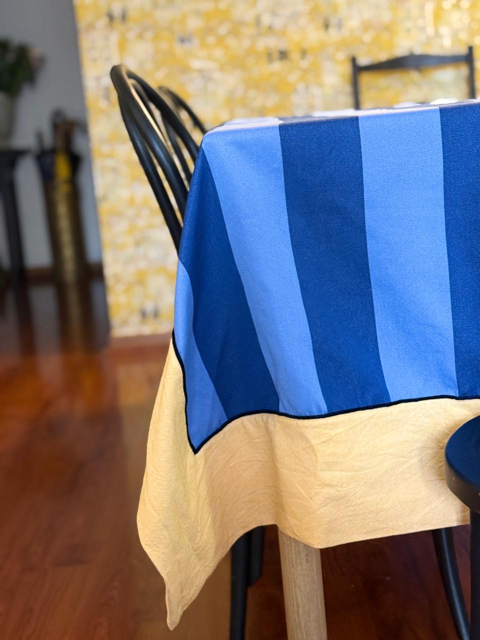 Mantel rayas azul naranja