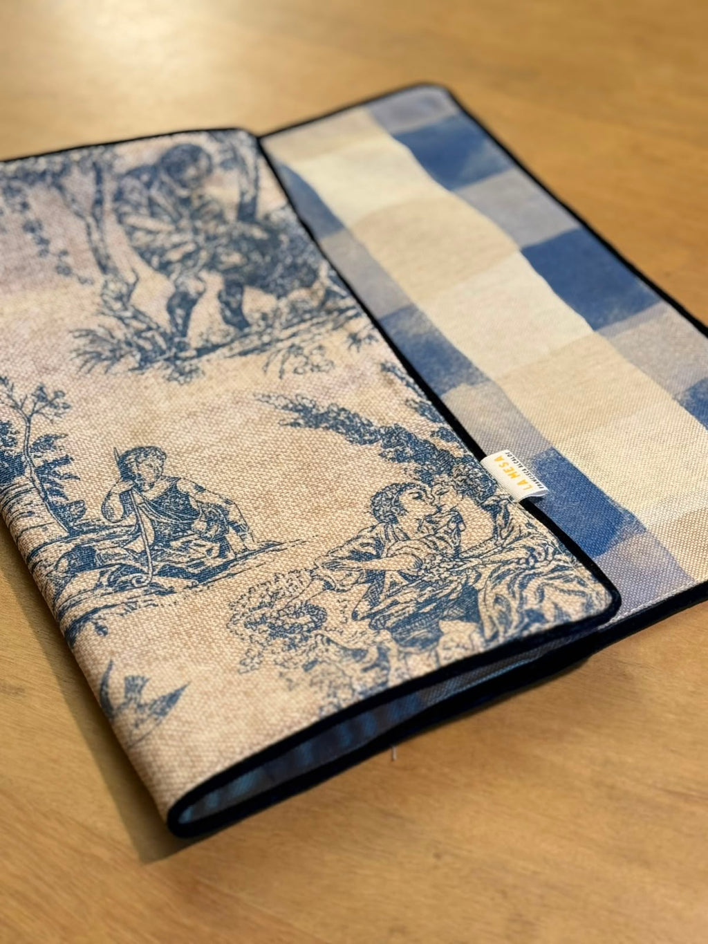 Pack de 6 individuales reversibles Toile / cuadros azul